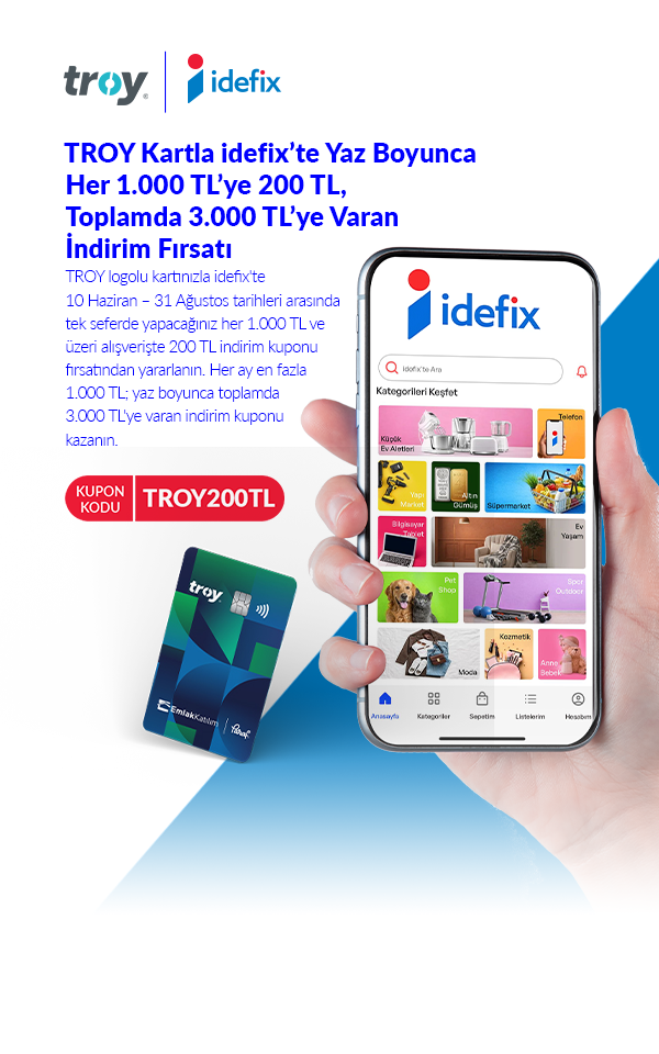 TROY ile idefix’te 3.000 TL İndirim Fırsatı