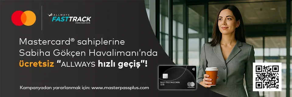 Anadolubank Silver logolu Mastercard sahiplerine Sabiha Gökçen Hızlı Geçiş Kampanyası