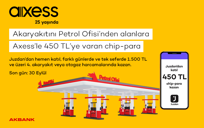 Axesslilere 450 TL’ye varan chip-para Petrol Ofisi istasyonlarında
