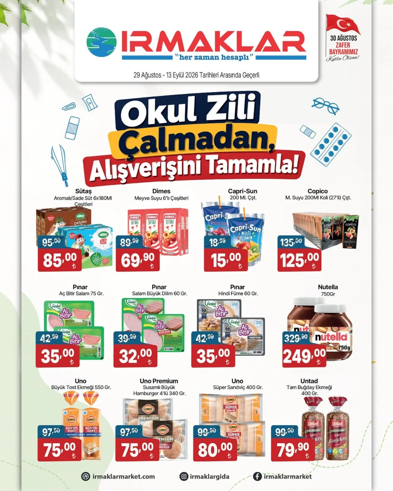 Irmaklar Market 29 Ağustos 2026 Aktüel Kataloğu